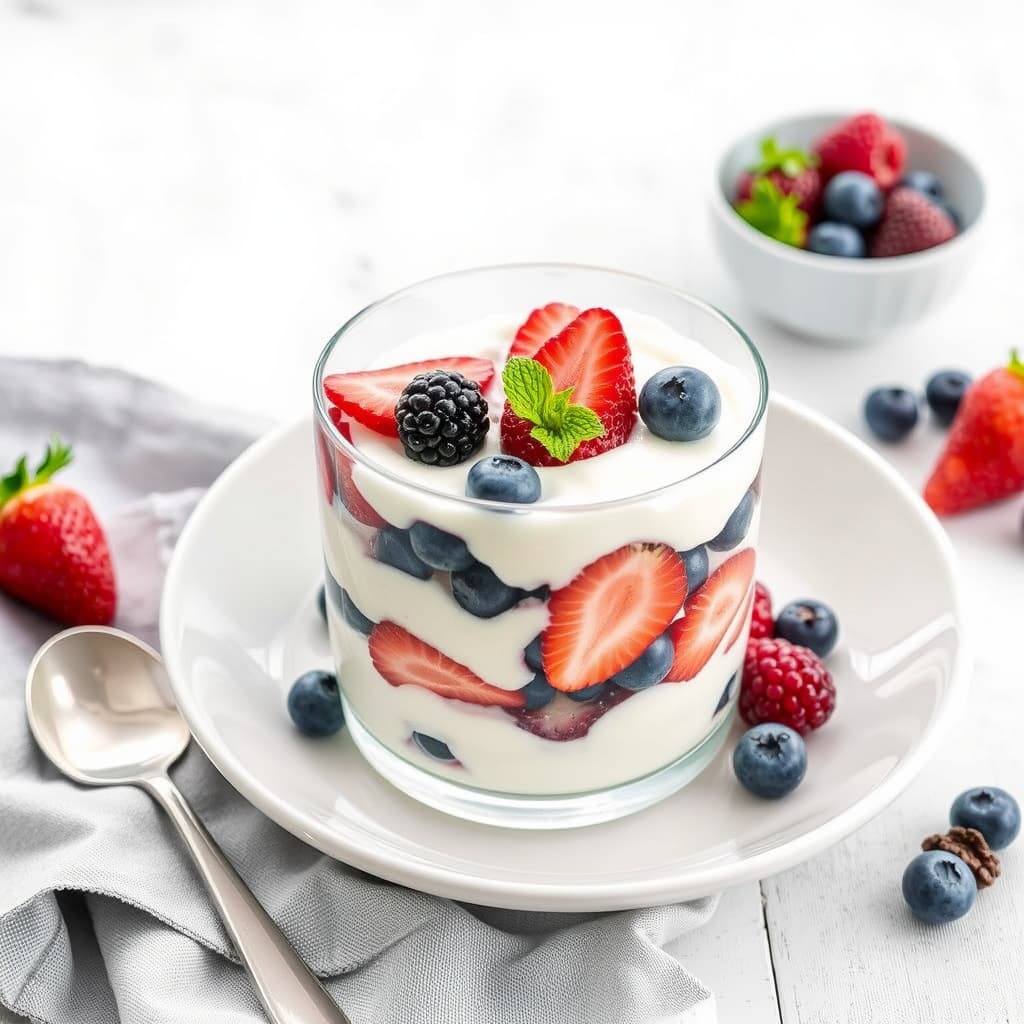 Yoghurt- og bærparfait