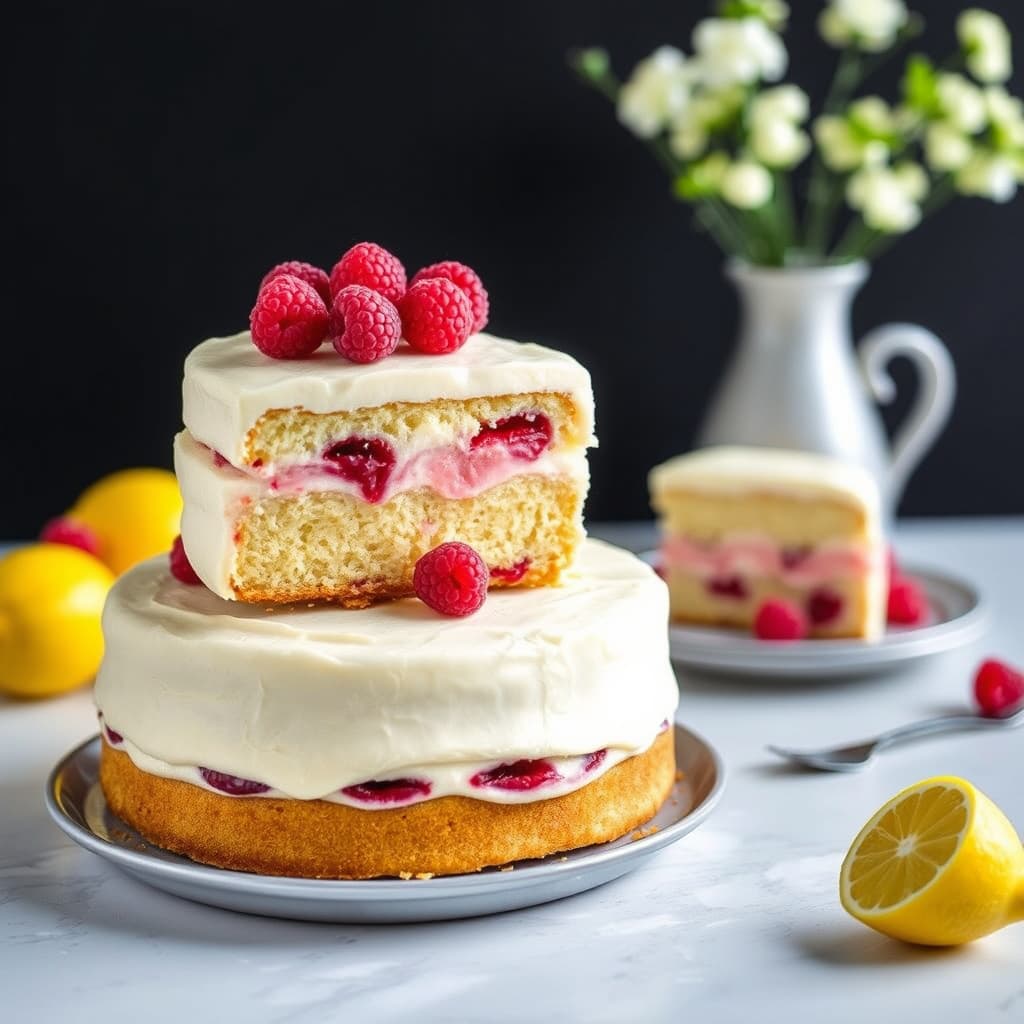 2-lags sitron- og bringebærkake