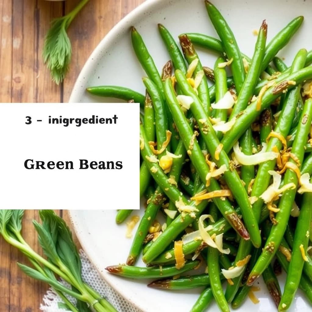 3-ingredienser sitronfargede grønne bønner med sprø løk