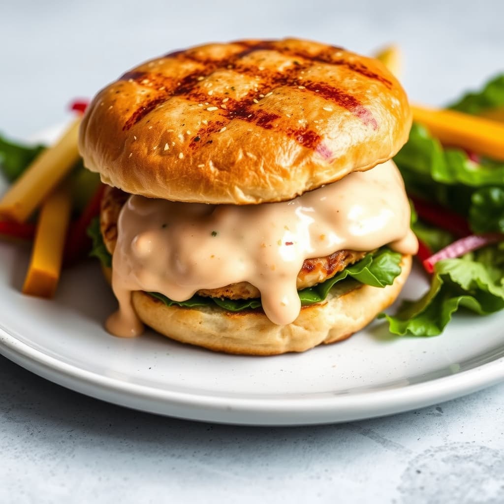 5-ingredienser grillede lakseburgere med Sriracha-majones