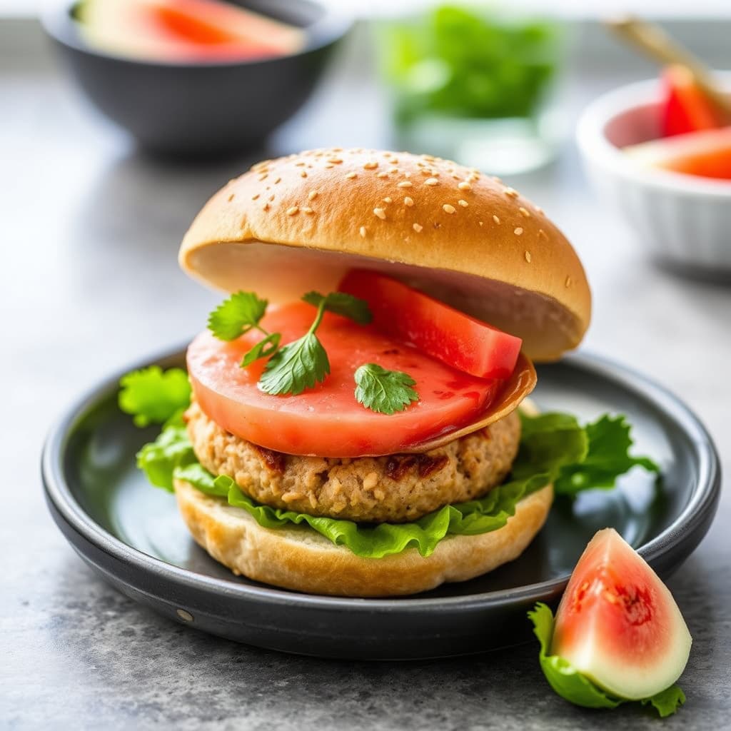 Kalkunburgere med prosciutto og melon