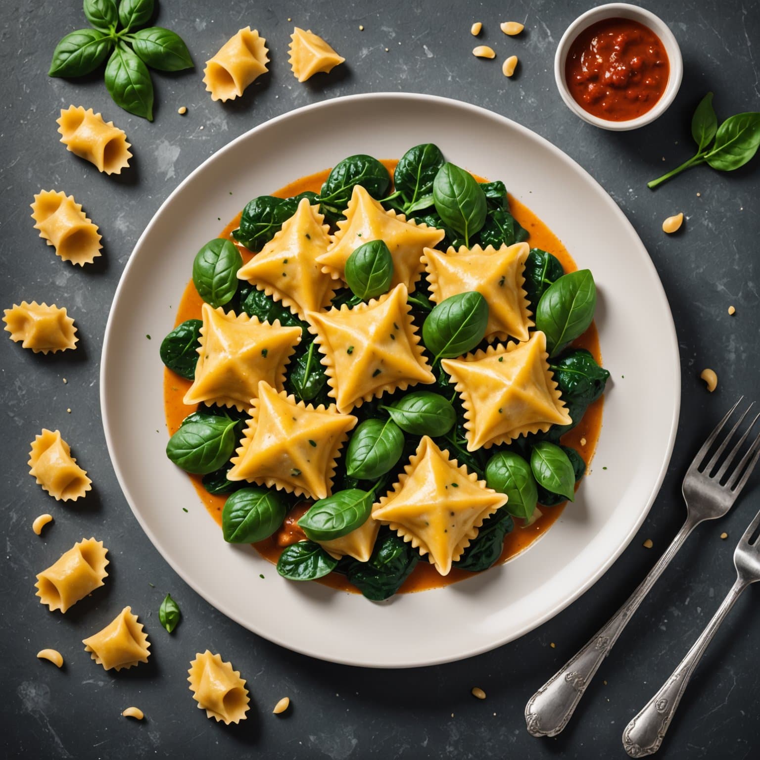 Agnolotti med kjøtt- og spinatfyll