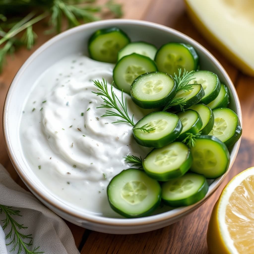 Agurker og dill i pepperrotkrem