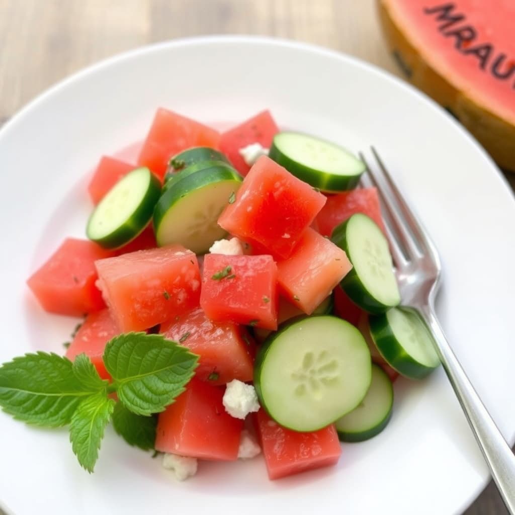 Agurks- og vannmelonsalat