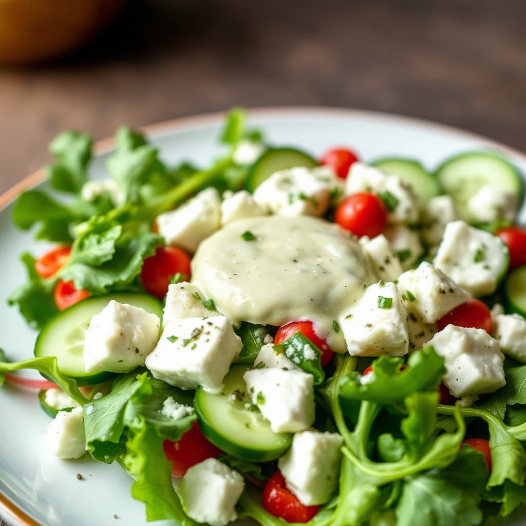 Agurksalat med fetaost og dressing