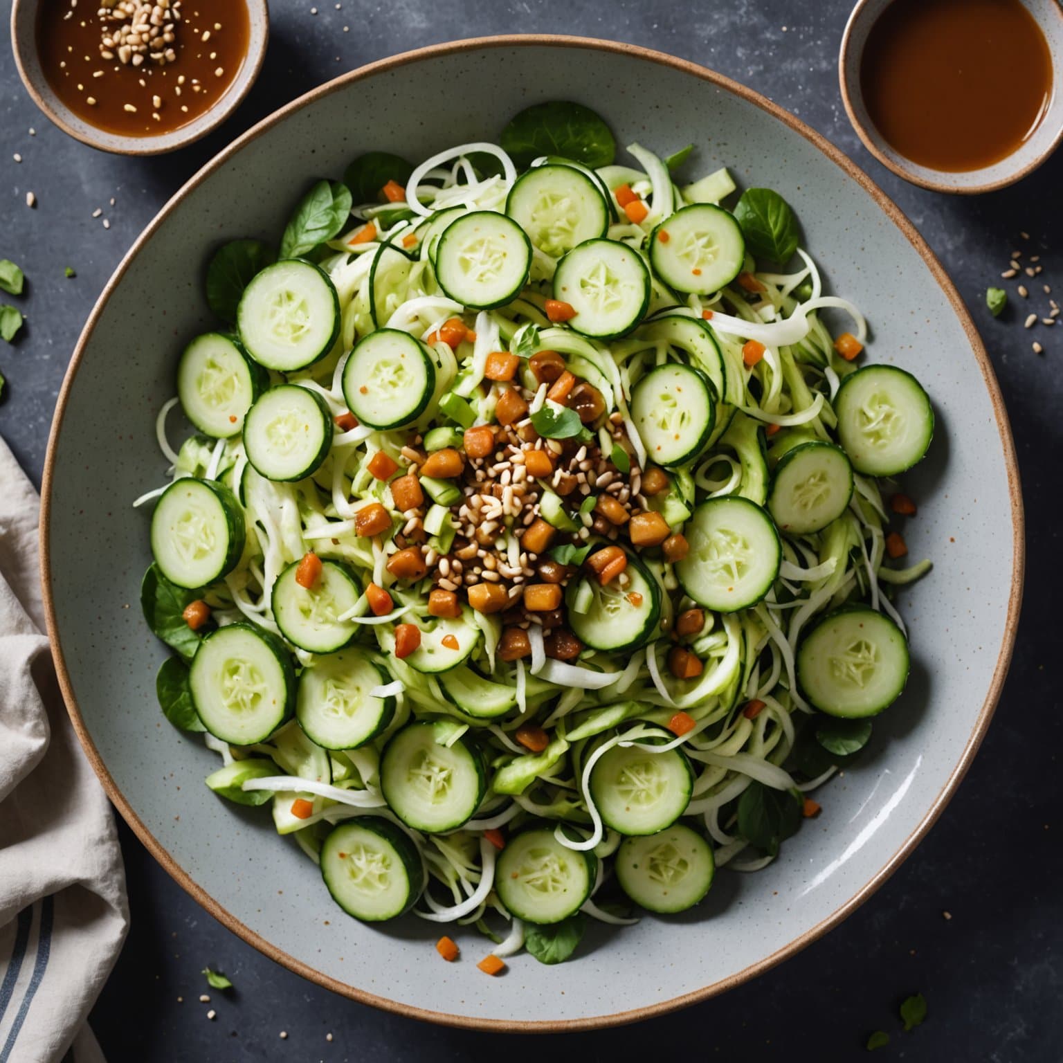 Agurksalat med kål og tamarinddressing