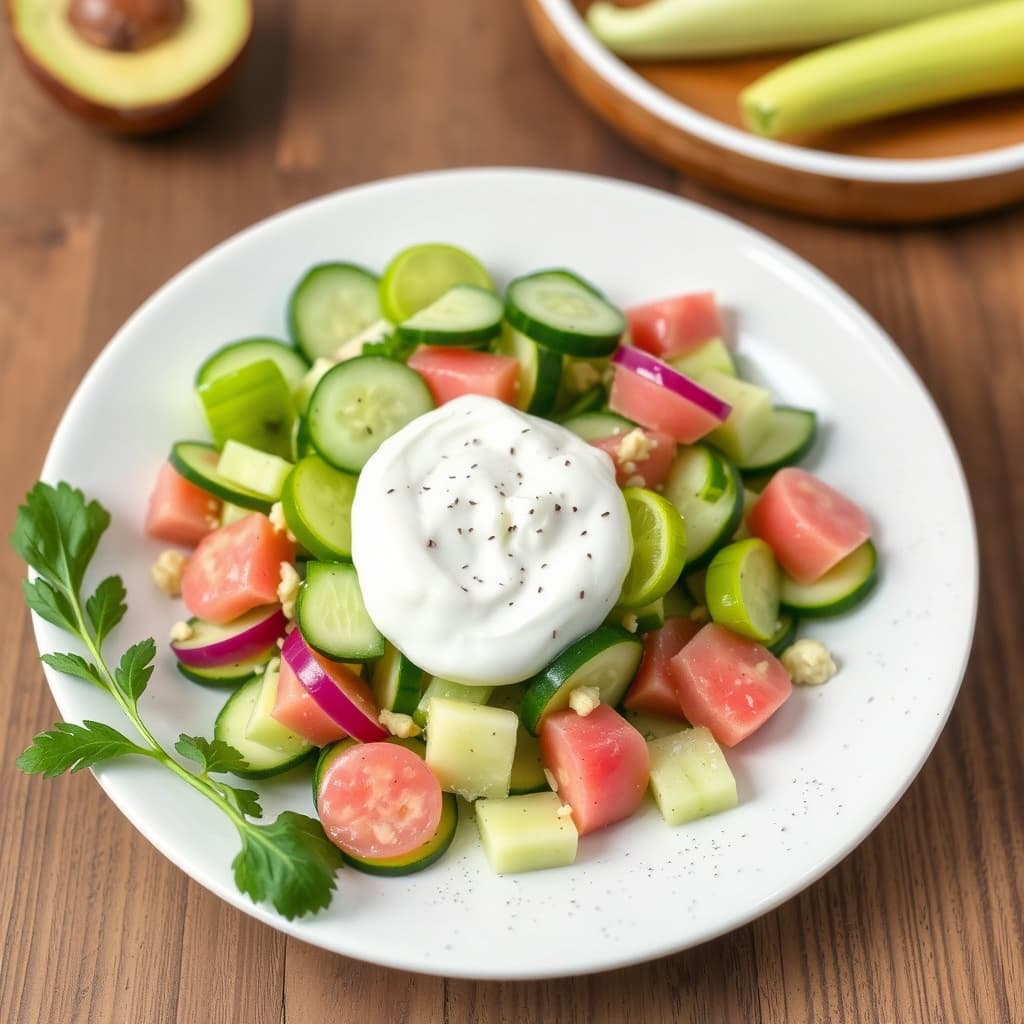 Agurksalat og sellerisalat med yoghurt