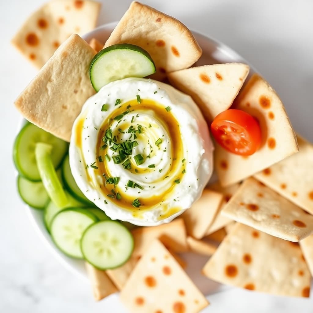 Agurkyoghurt-dip med pitachips