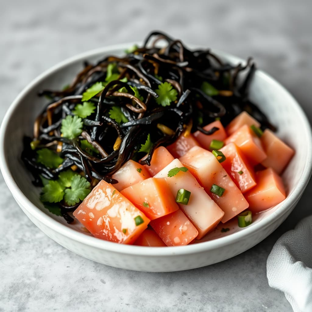 Ahi Poke og sjømat- og tangsalat