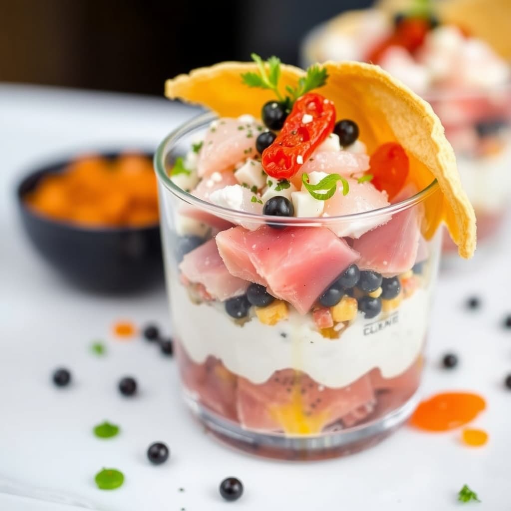 Ahi-tunfparfait med to kaviarer