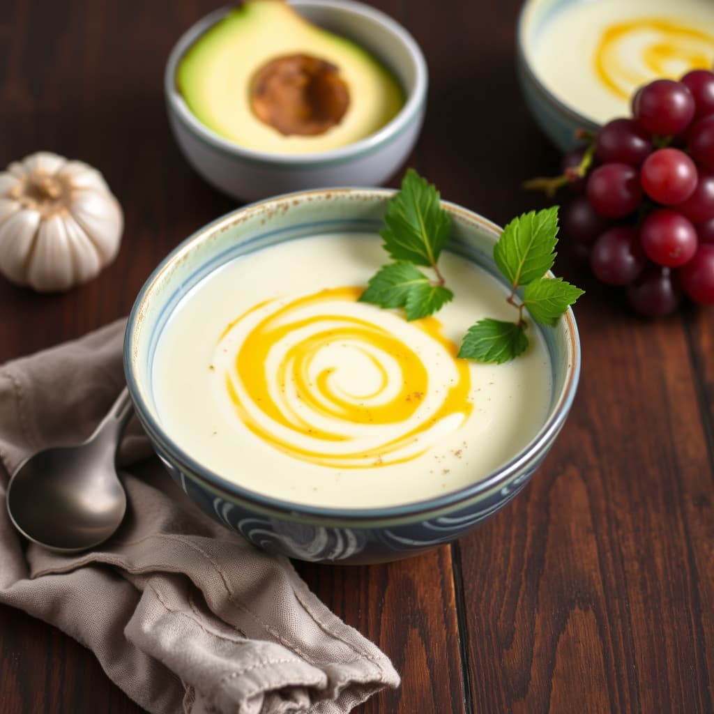 Ajo Blanco: Hvit hvitløksuppe med druer