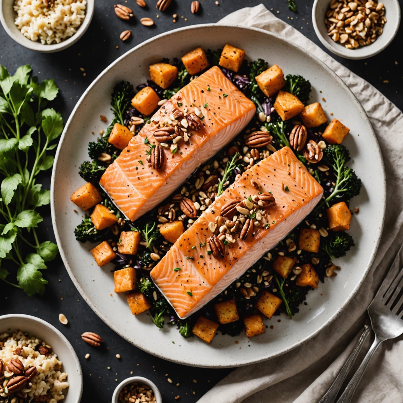 Alaska laksestek med pekannøttkrønsj-tilslag