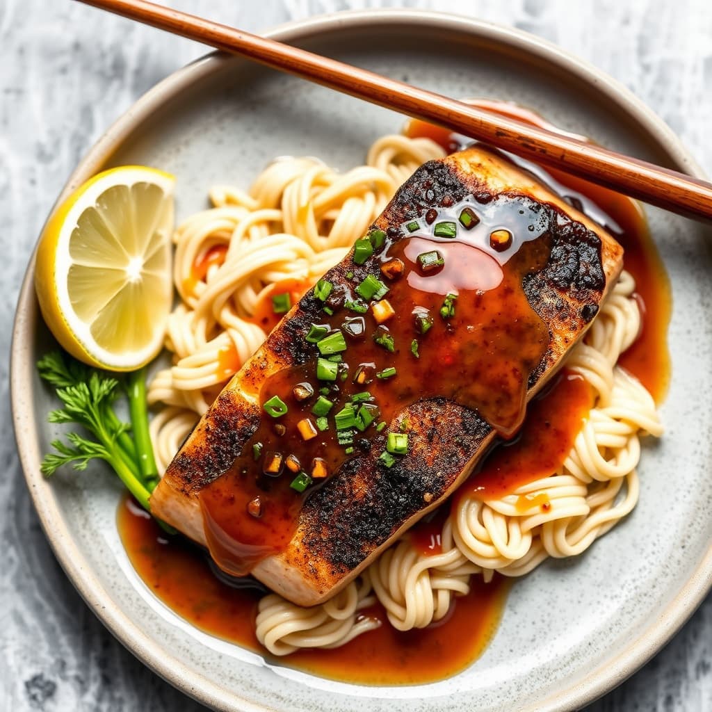 Alaskansk svartfisk med hoisinsaus og ingefærsauce