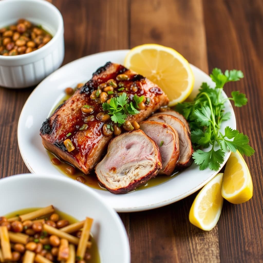 Aleppopaprika-ristet svinekjøtt med sjalottløkvinaigrette