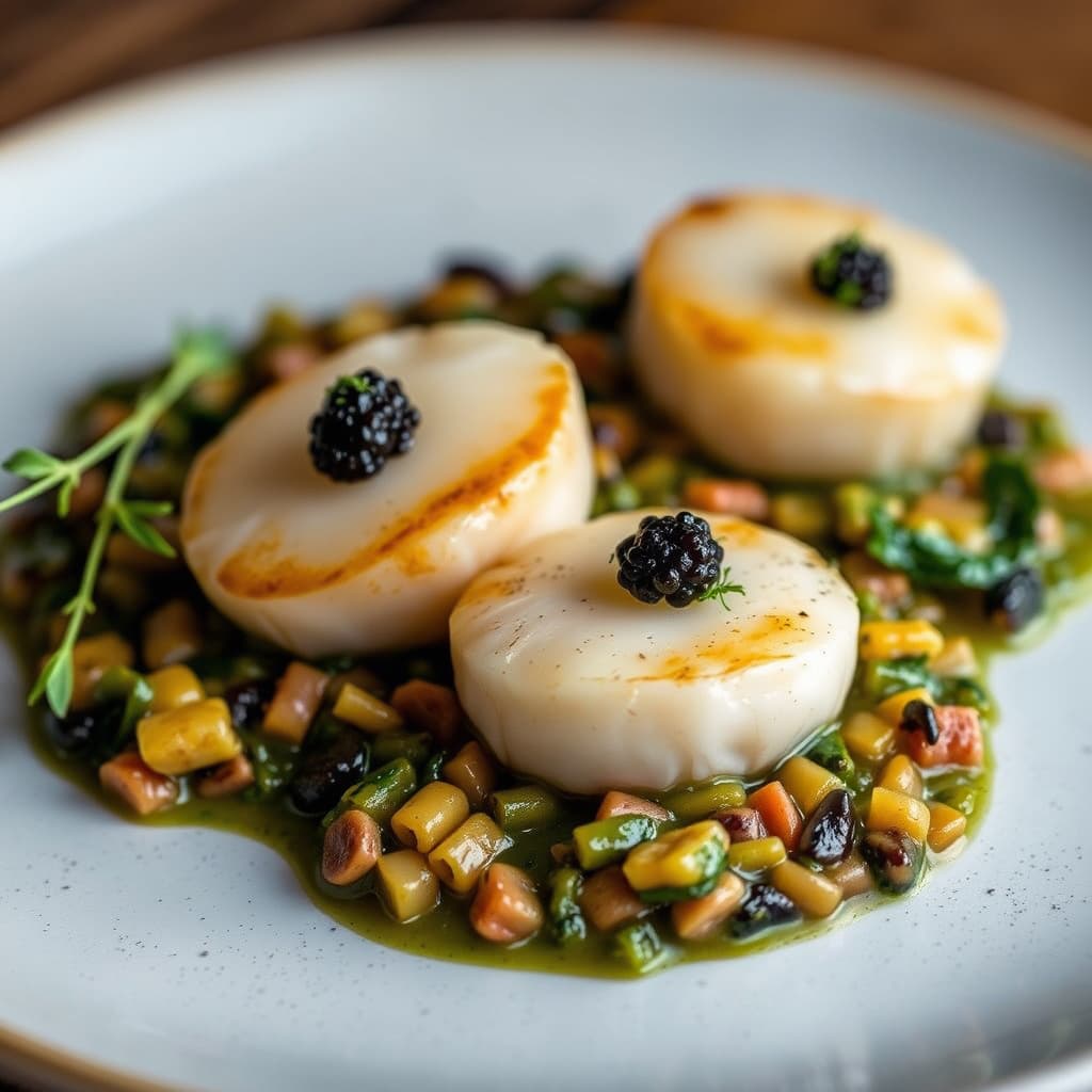 Alfreds dykker- og soppdyp med grønnsaksragout og Osetra-kaviar