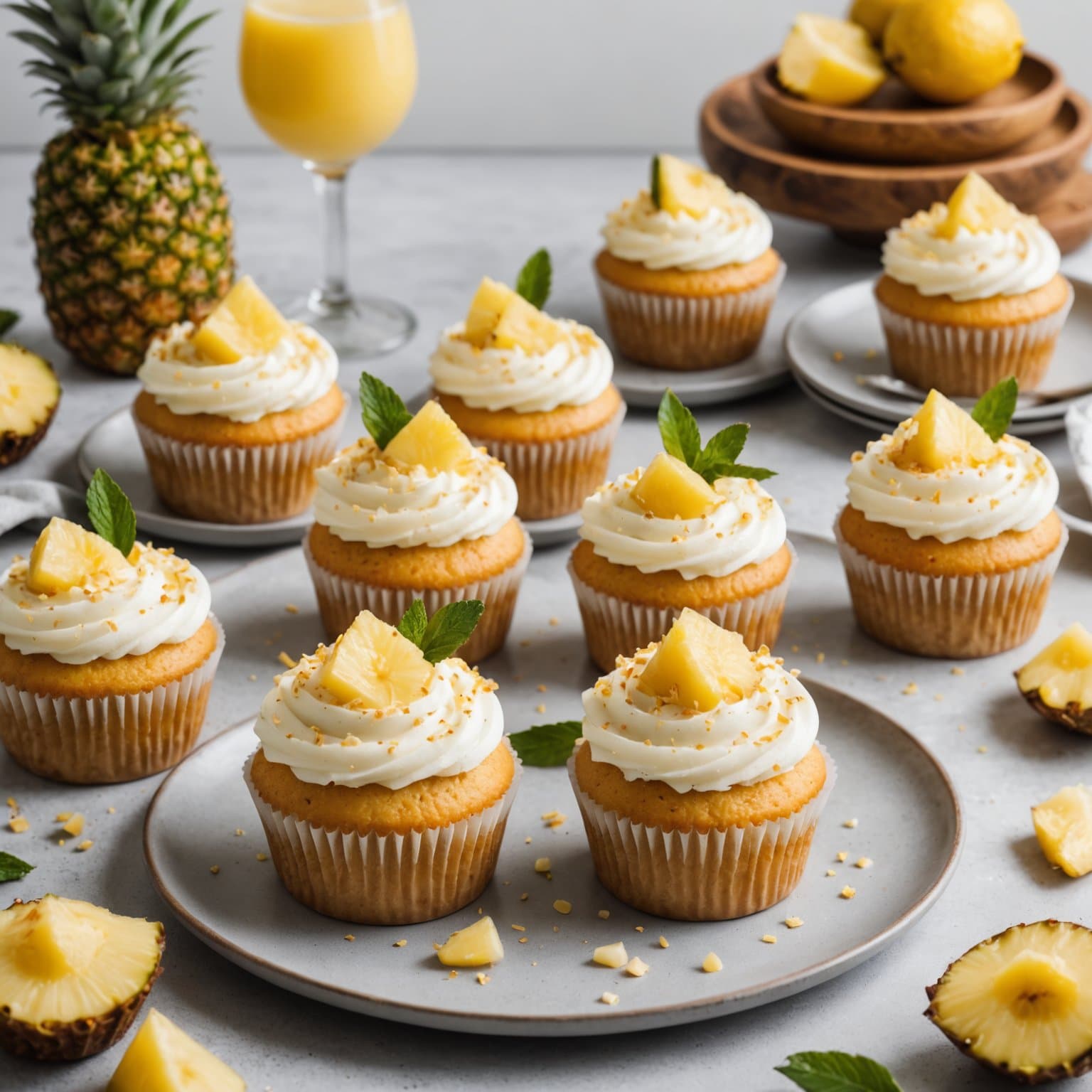 Alkoholfri Pina Colada-kaker i muffinsform