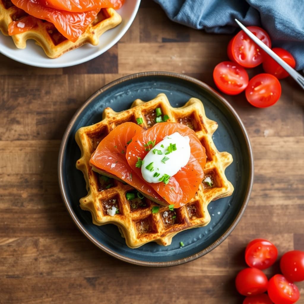 "Alt" smakfulle potetvafler med røkt laks