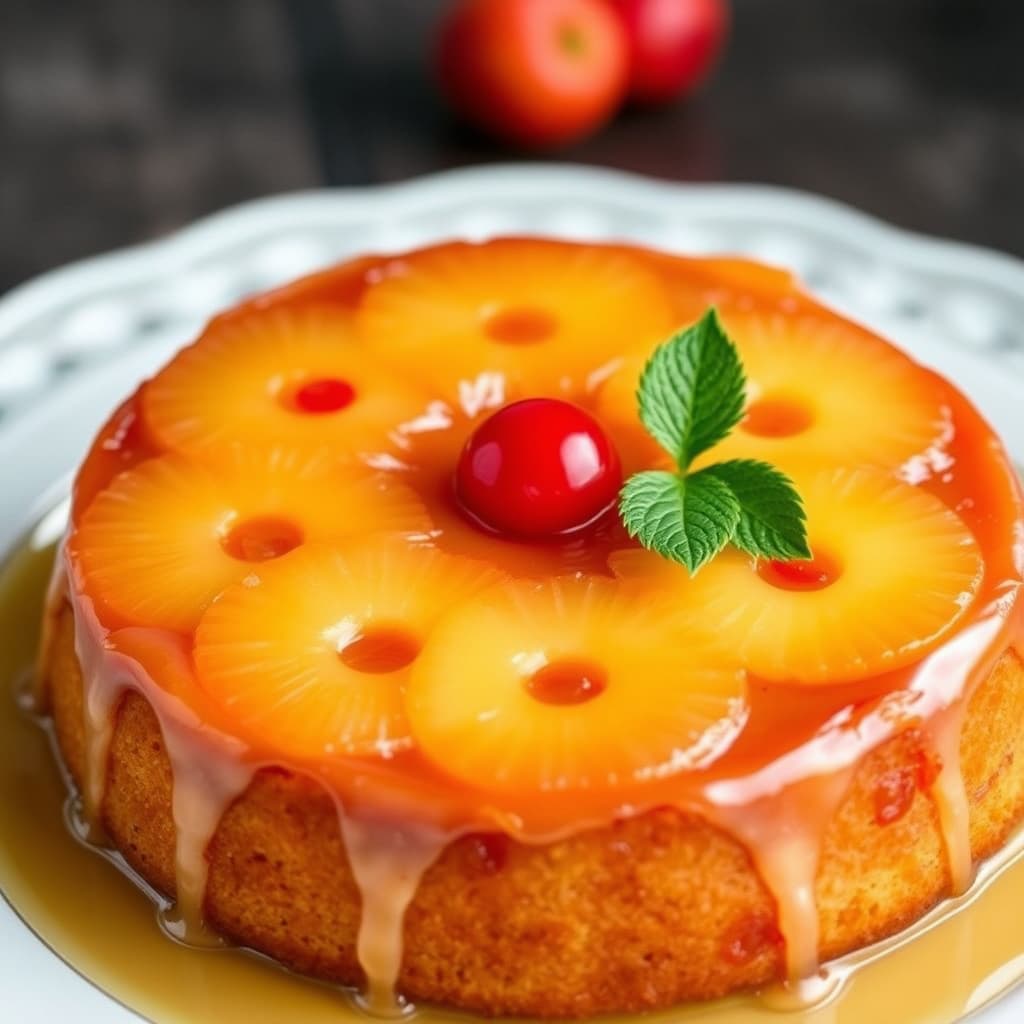 Ananas-kake med snudd oppned-kake