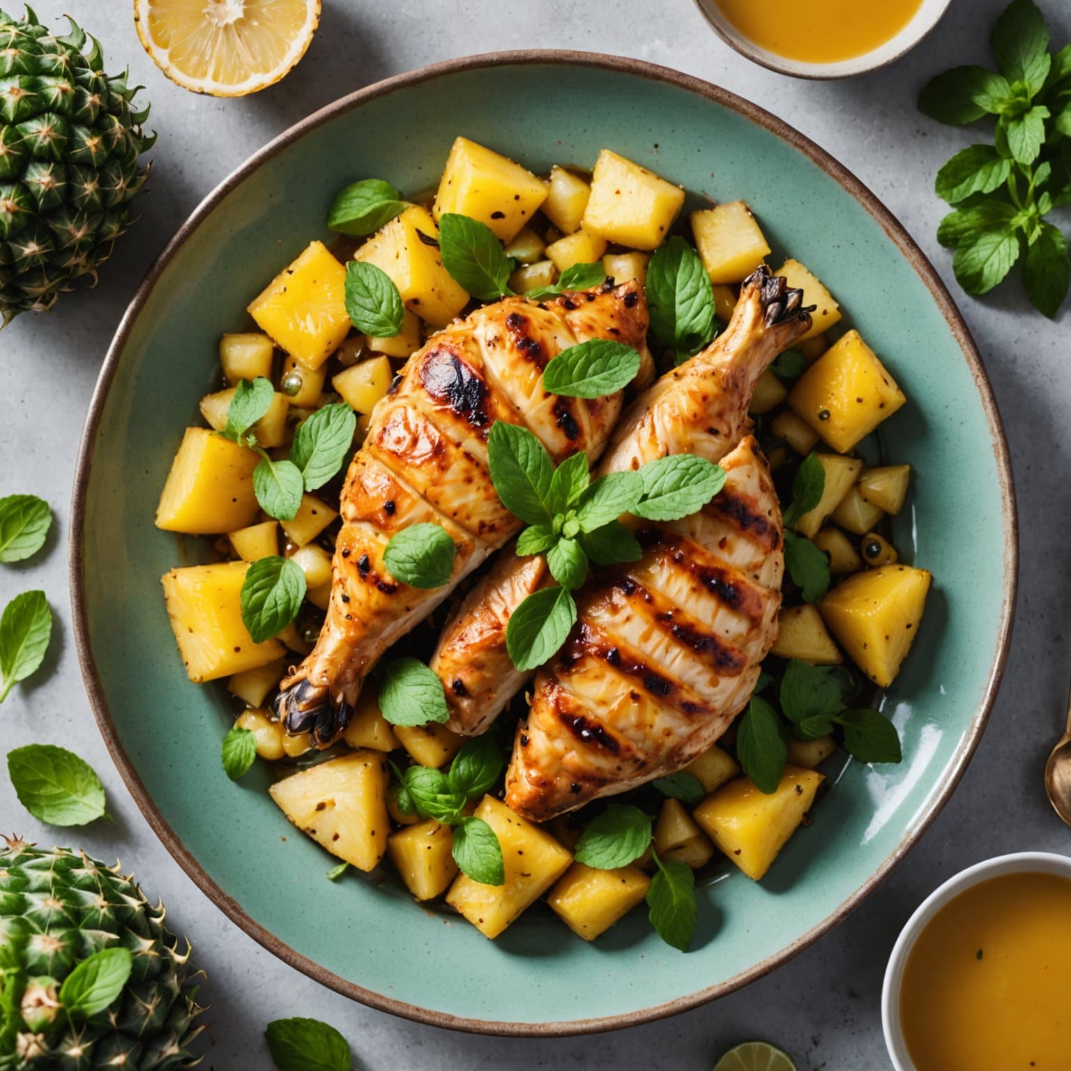 Ananas- og kardemominkylling med mynte