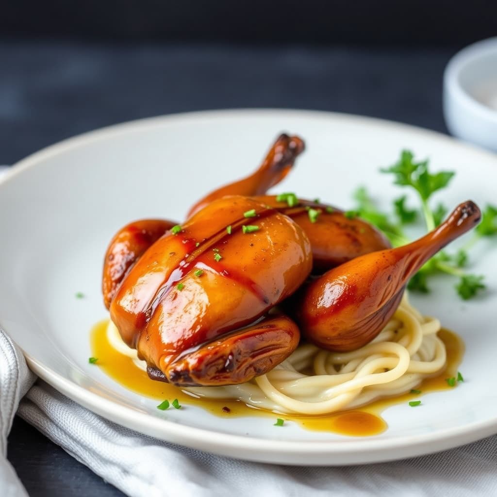 Ancho-chili-honningglasert vaktel