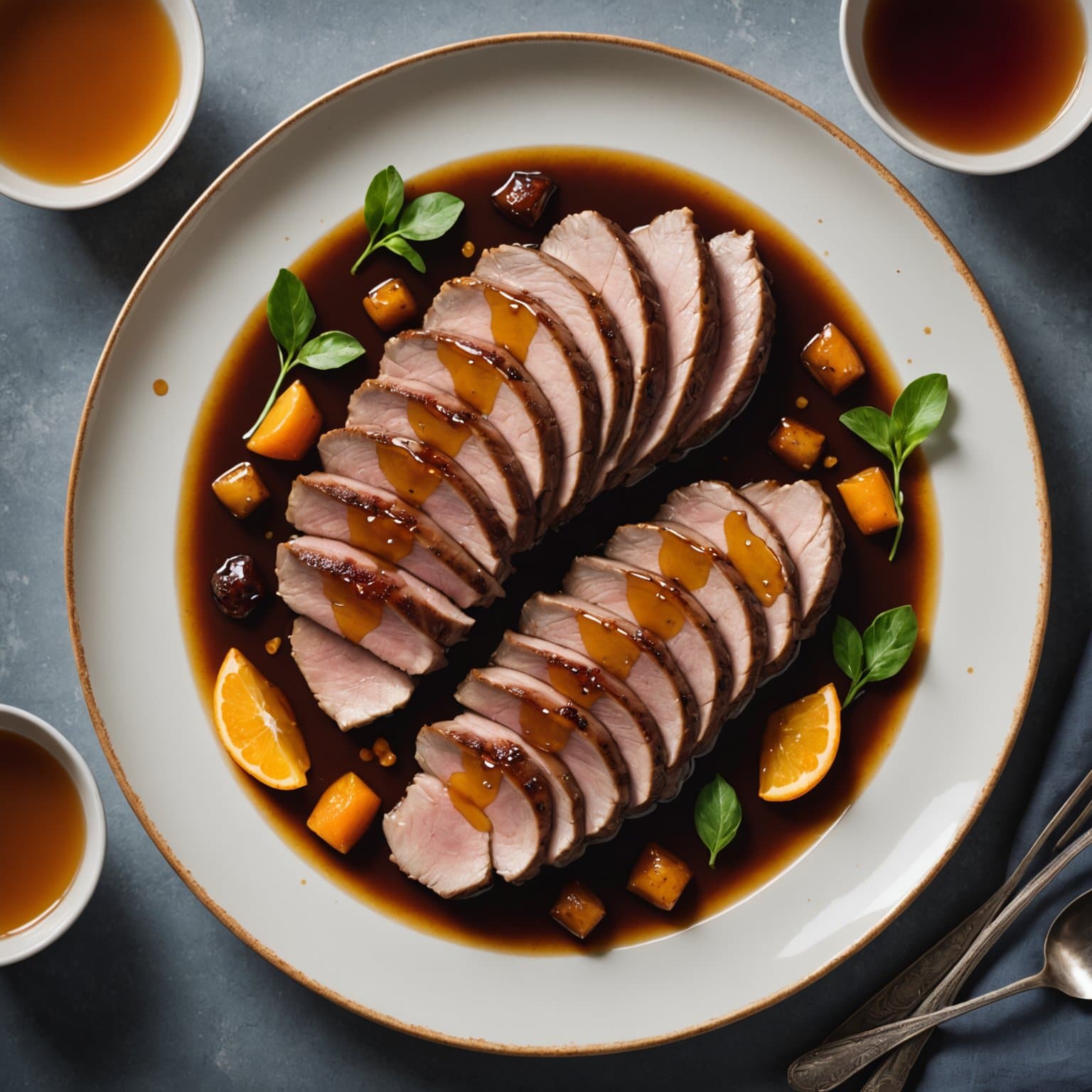 Andebryst med appelsin, honning og te-saus