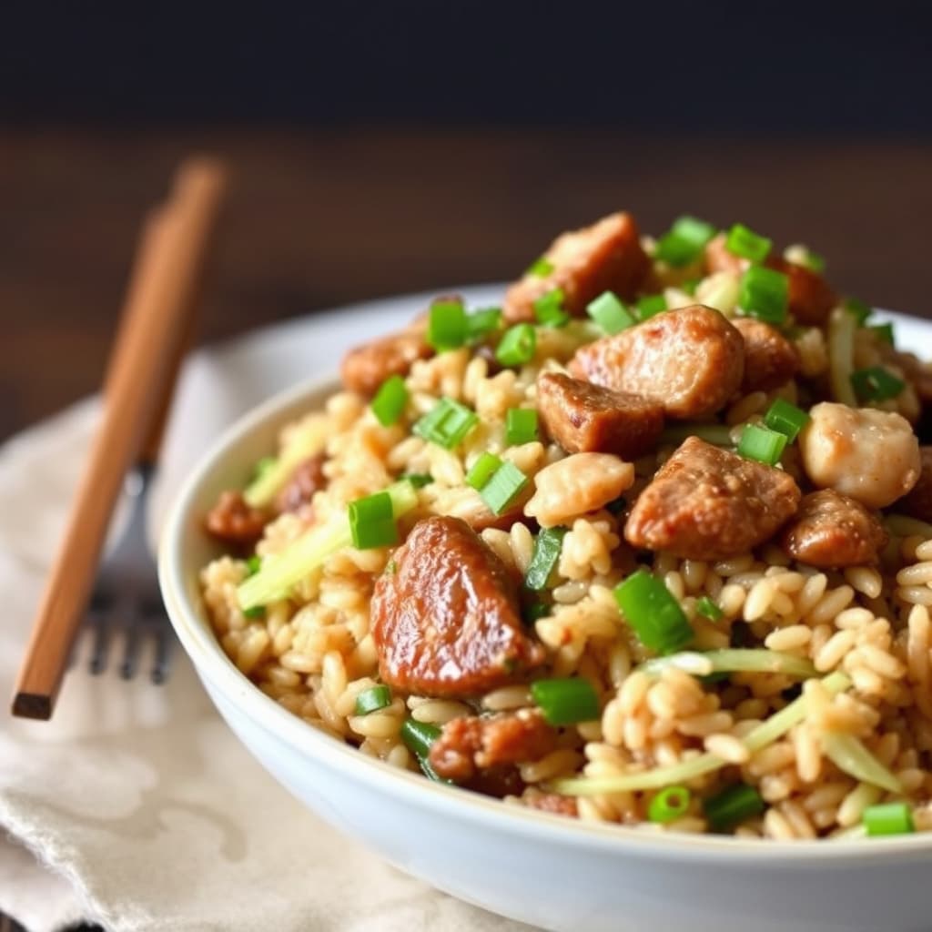 Andefriterte ris med Napa-kål