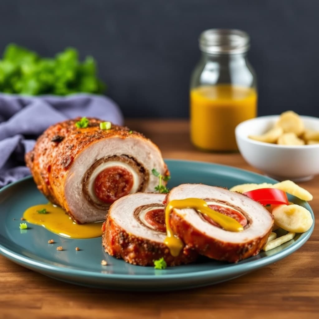 Andouille-fylt svinefilet med creolsk sennep