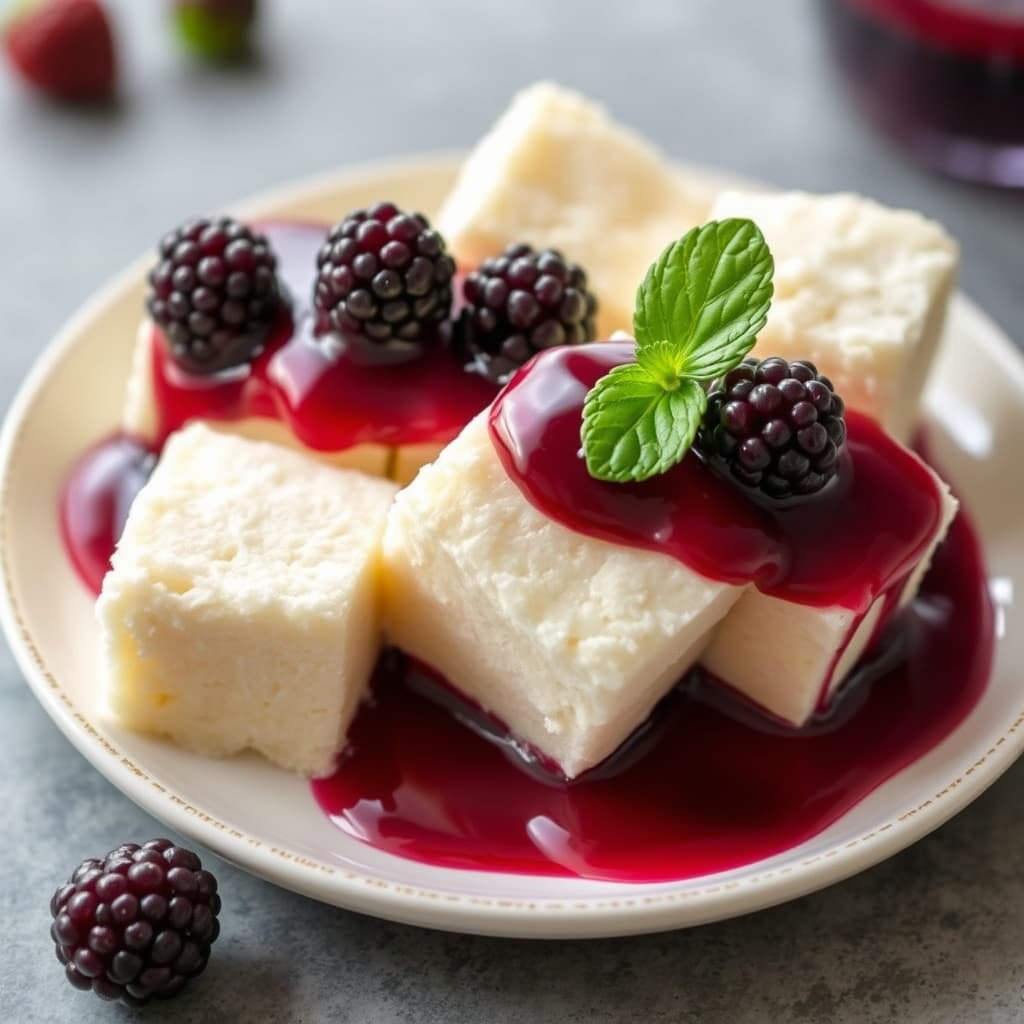 Angel food-kuber med bjørnebærsirup