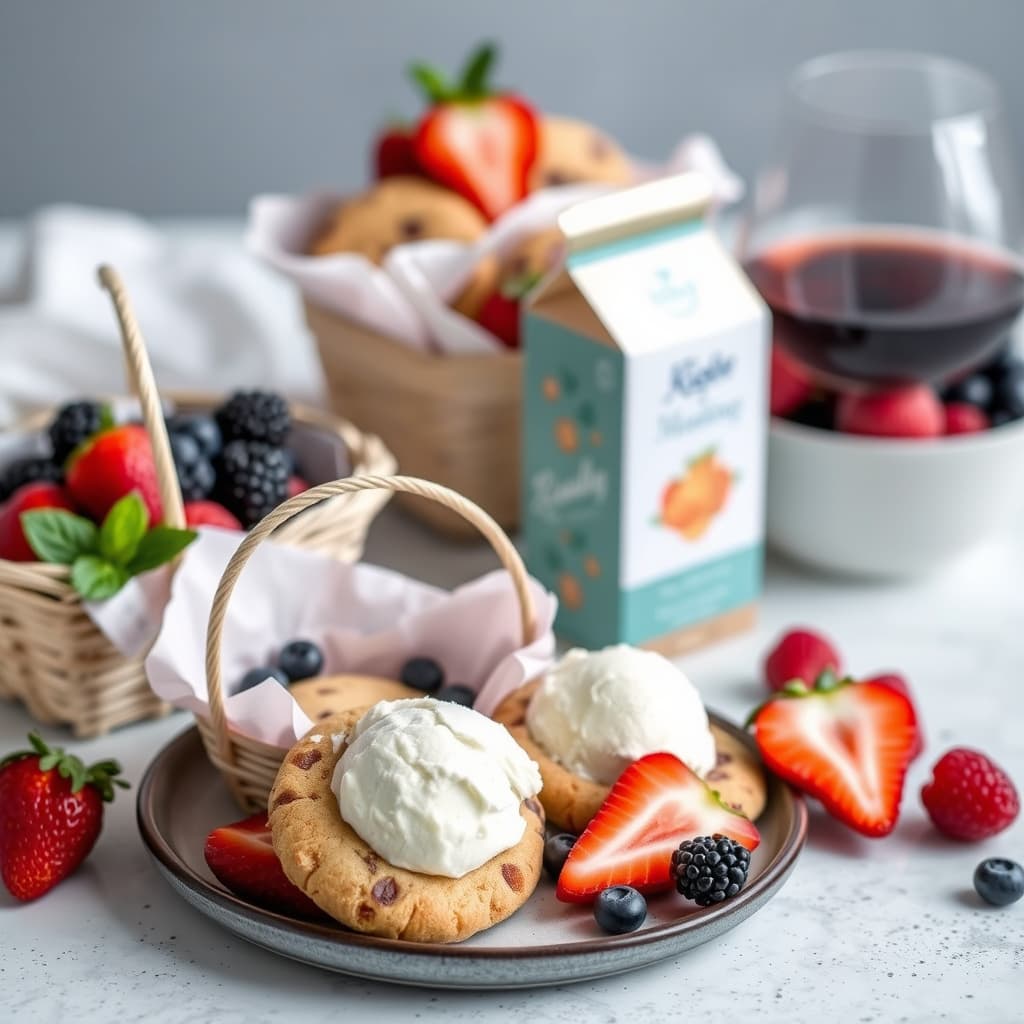 Anis-kjeksboller med riesling-is og fersk frukt