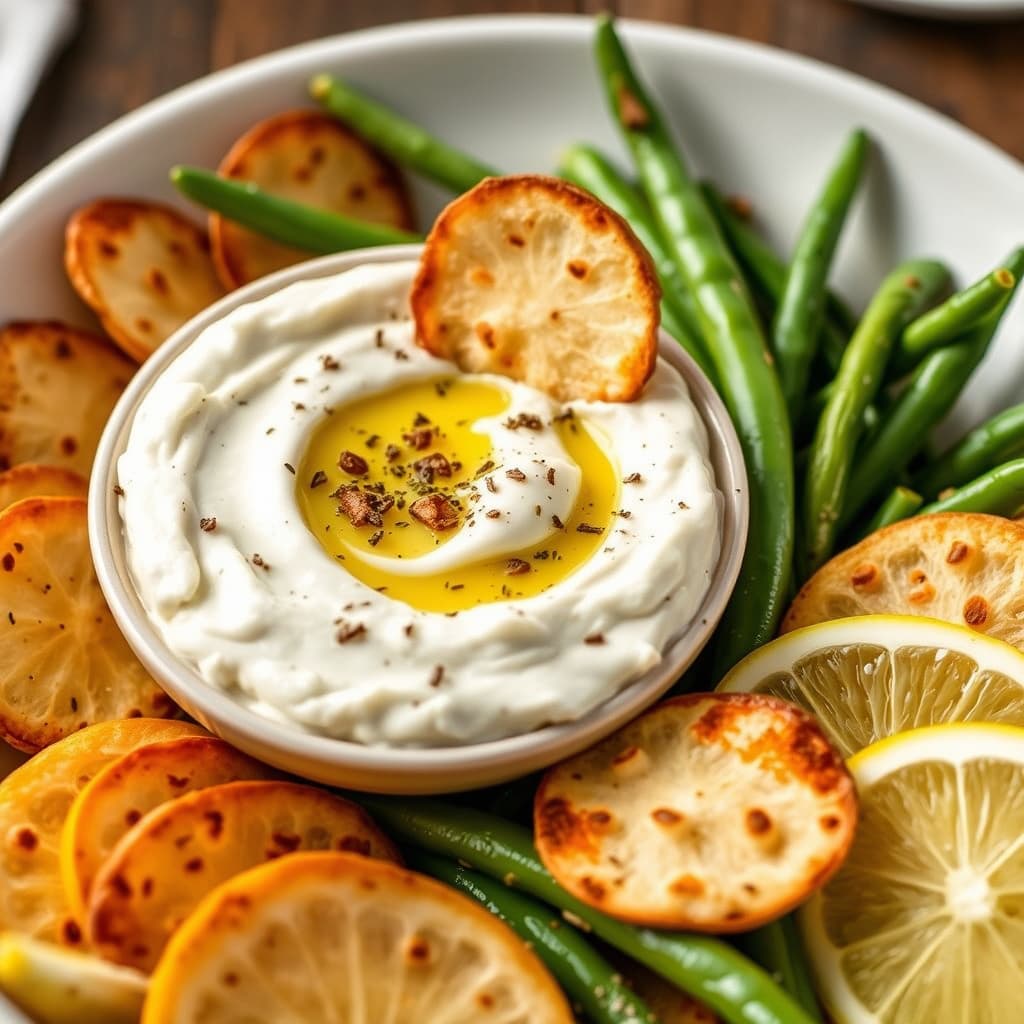 Ansjos- og sitrondip med grønne bønner