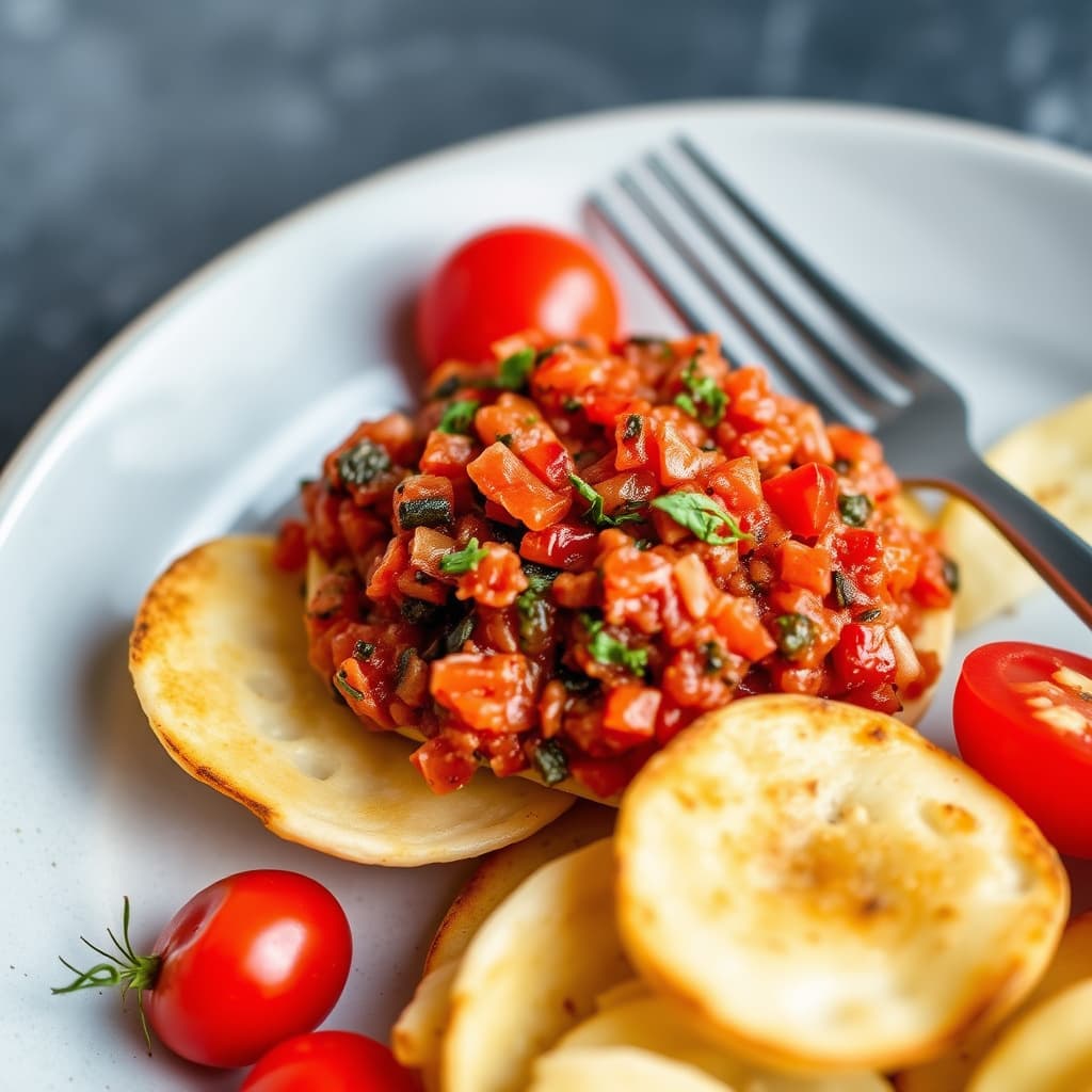 Antipasto med rød peppers tapenade
