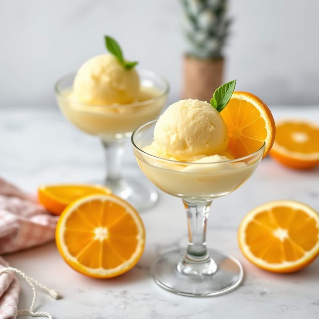 Appelsin- eller ananassorbet