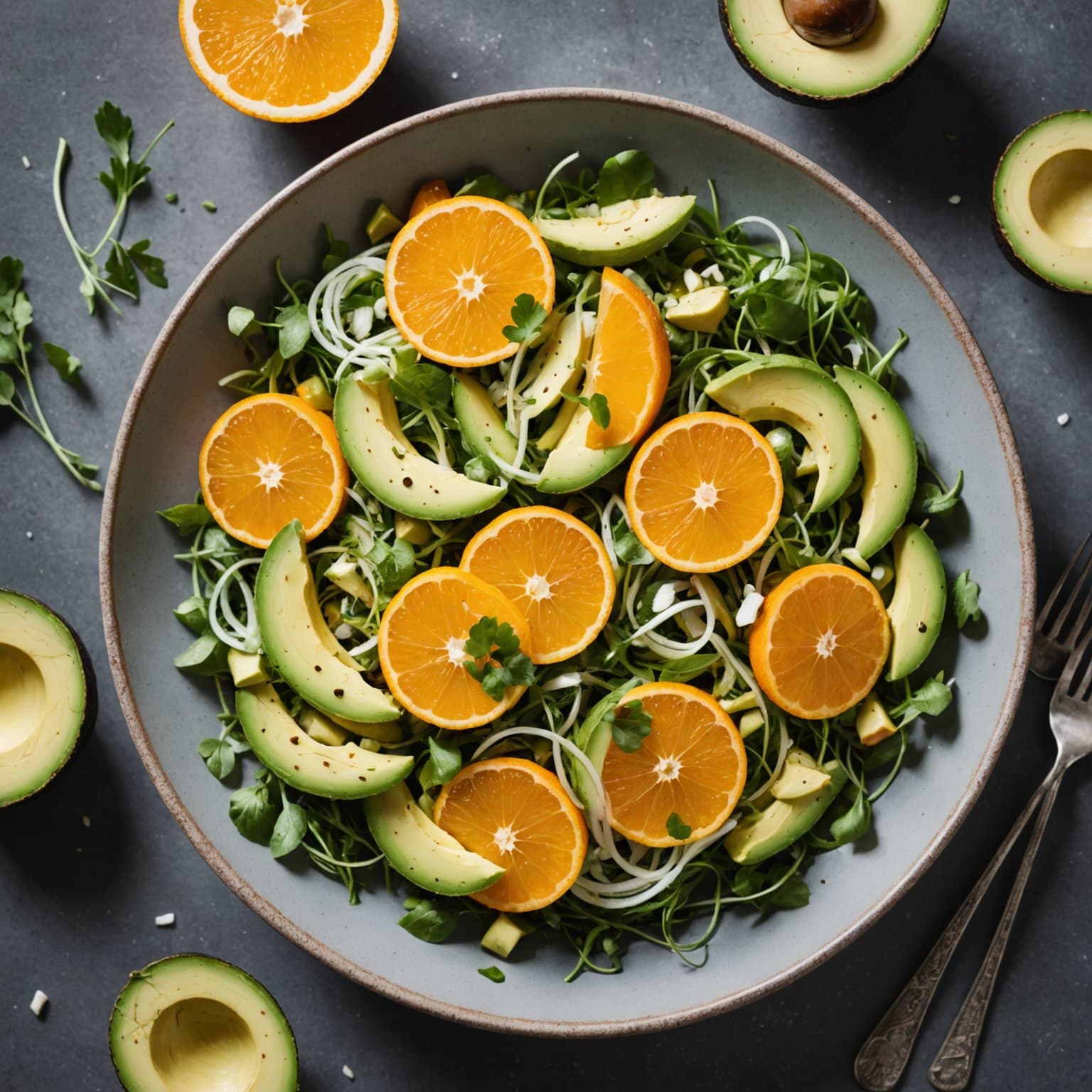 Appelsin-, fennikel- og avokadosalat