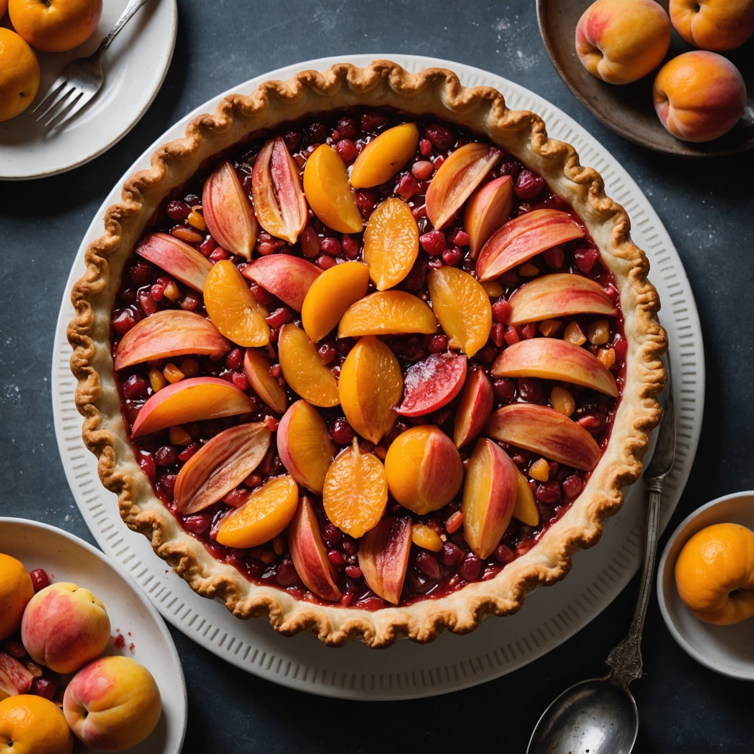 Appelsin- og rabarbrapai med aprikoser