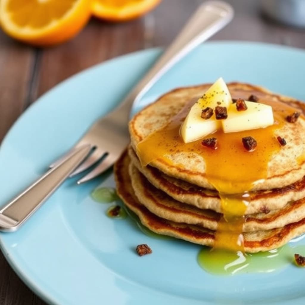 Appelsin- og rosinmatzo-melkpannekaker