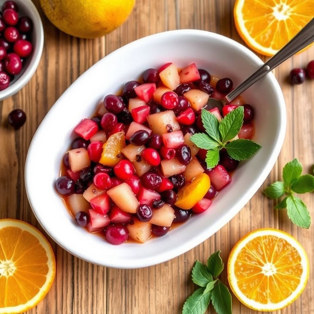 Appelsin-, tranebær- og pæresalat