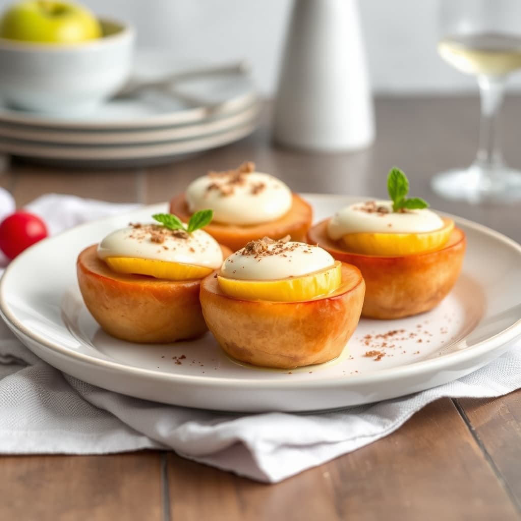 Apple Charlottes med Calvados og Creme Anglaise