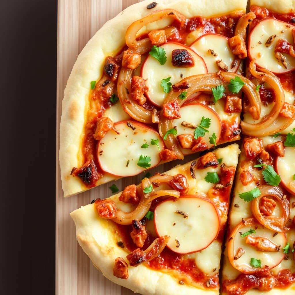 Apple-Jack kyllingpizza med karamelliserte løk