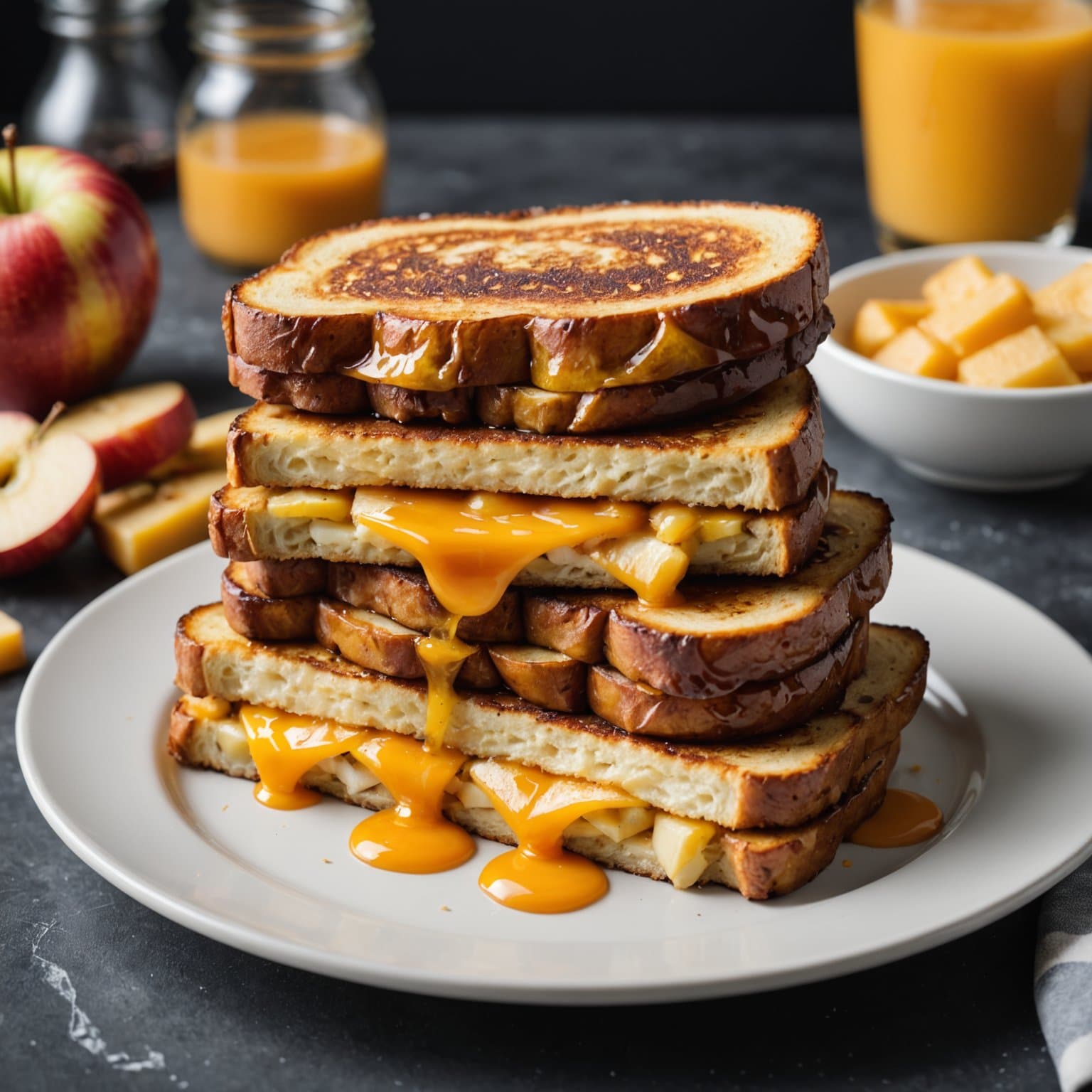 Apple- og cheddarfrokostsandwich med fransk brød