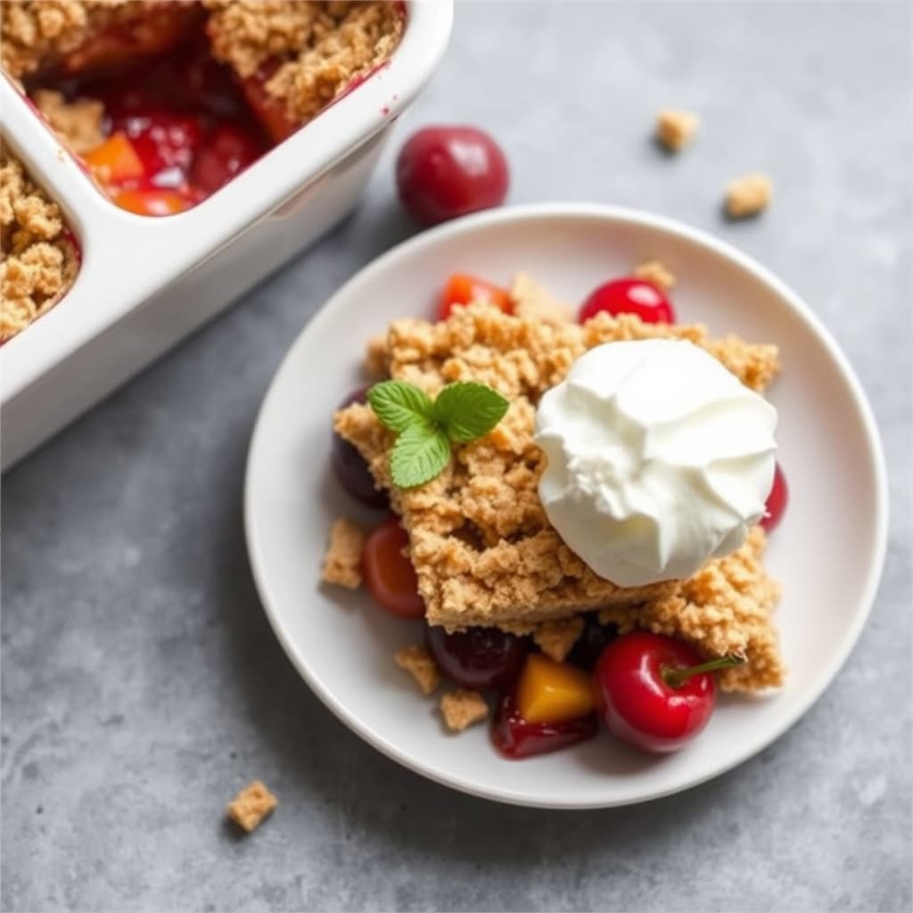 Aprikos, kirsebær og Graham-kjeks-smuldre