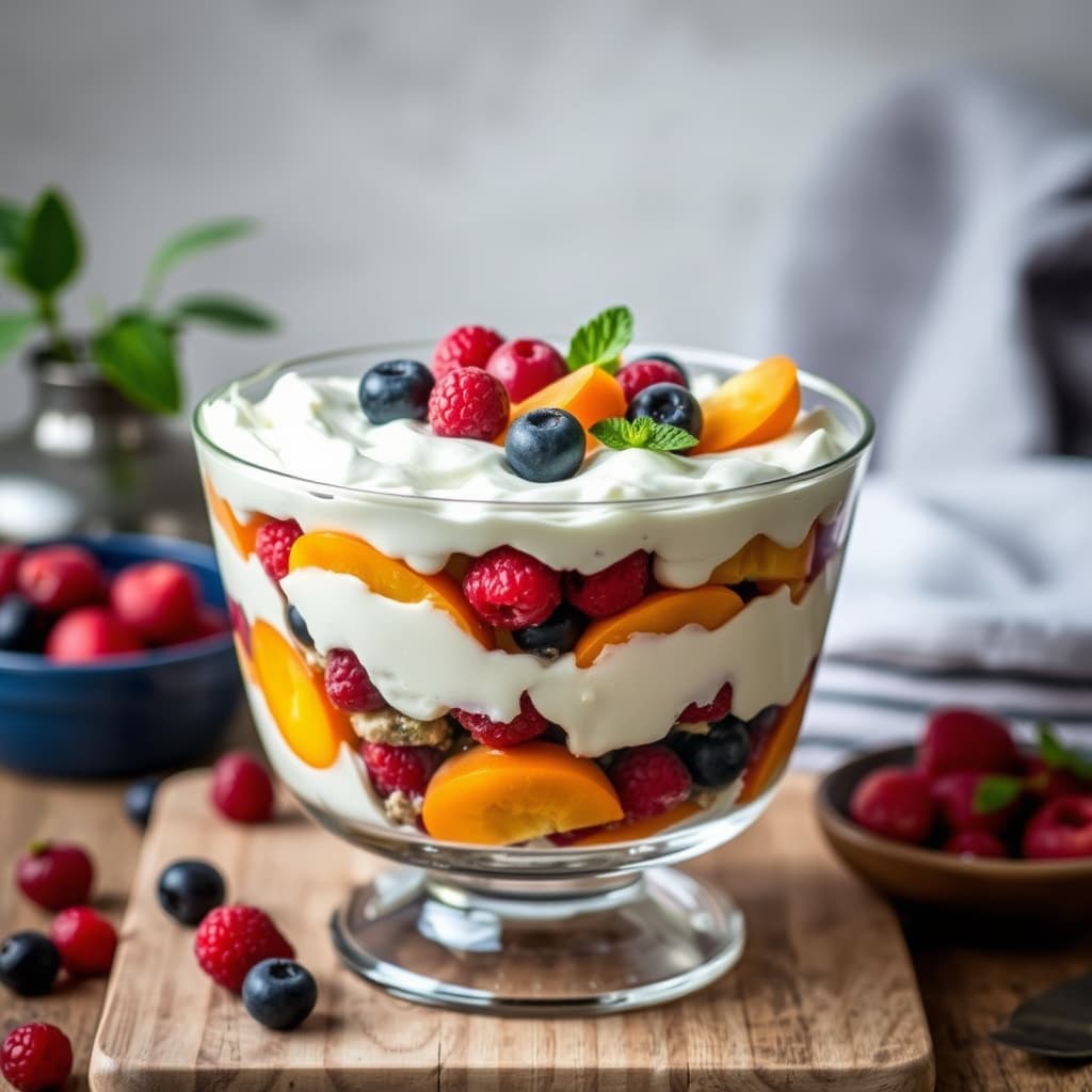 Aprikos- og bærtrifle