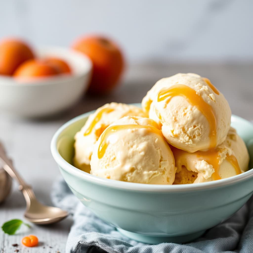 Aprikos- og kremostis med is