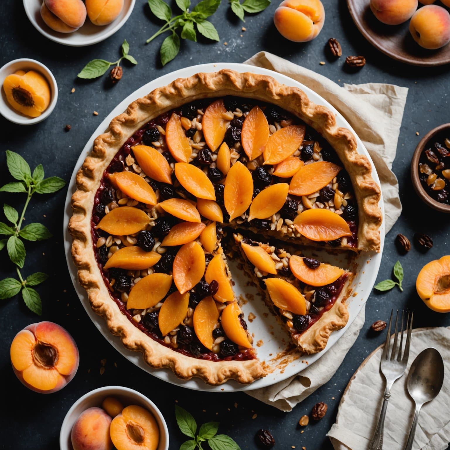 Aprikos- og rosinpai med stevia