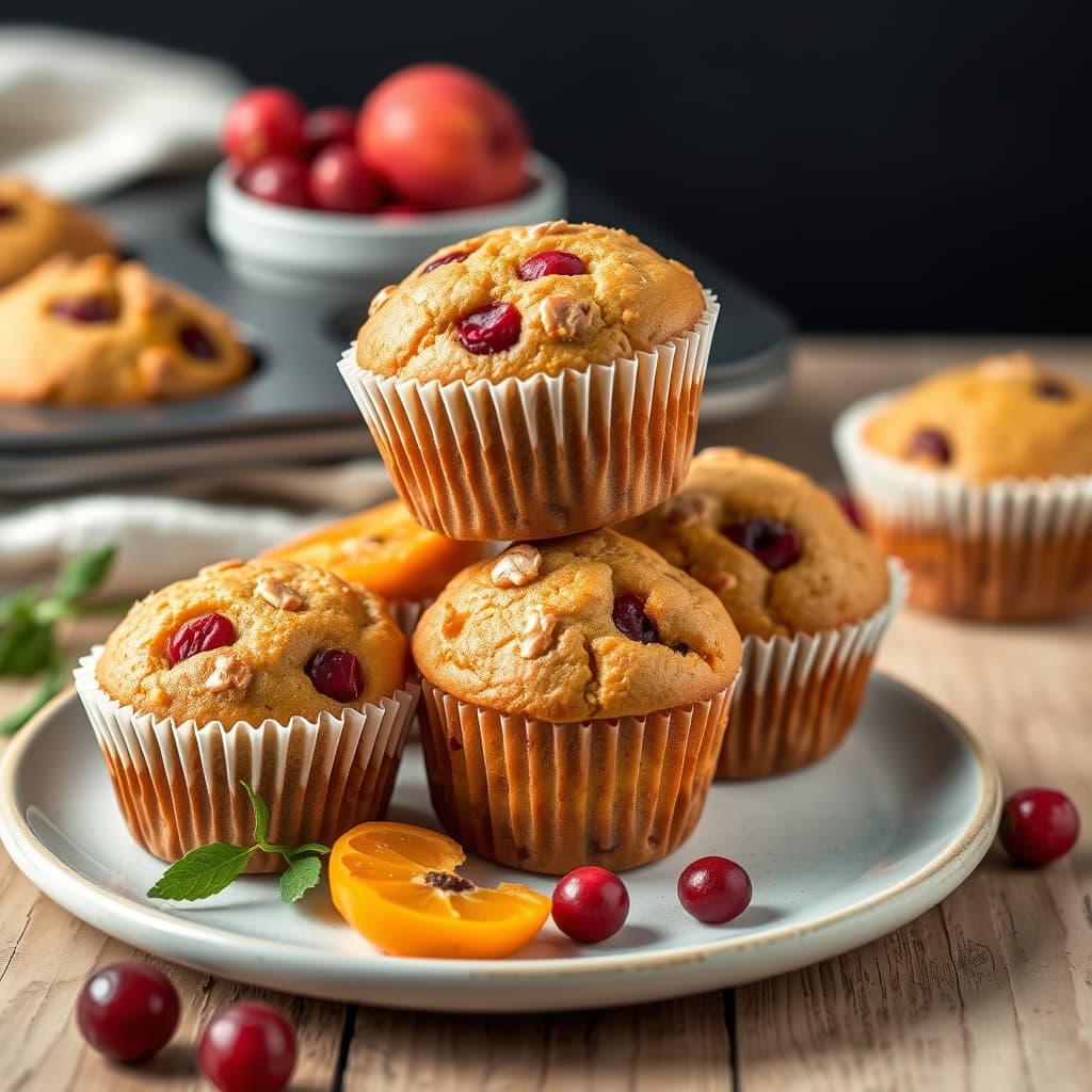 Aprikos- og tranebærmuffins