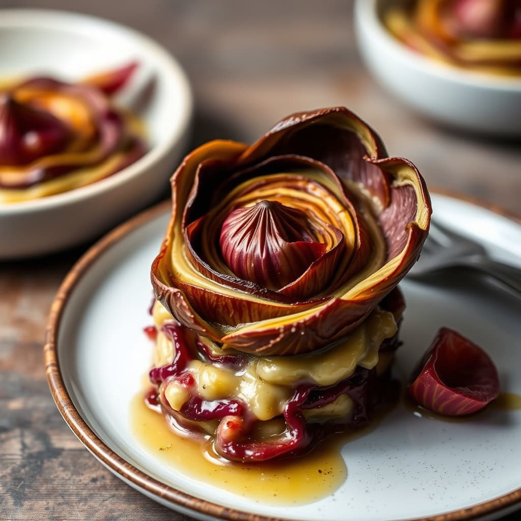 Artisjokk og radicchio clafoutis