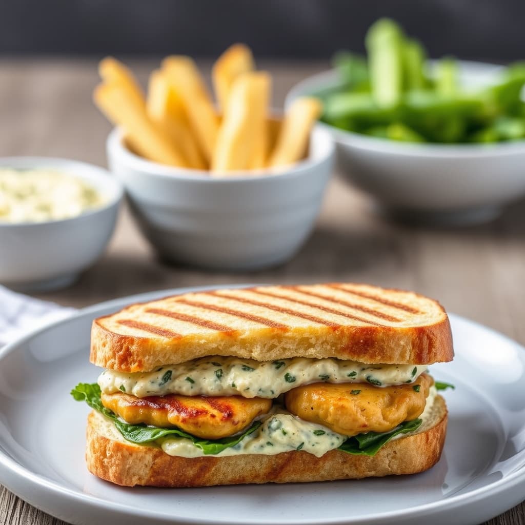 Artisjokk- og spinatdip kyllingpanini