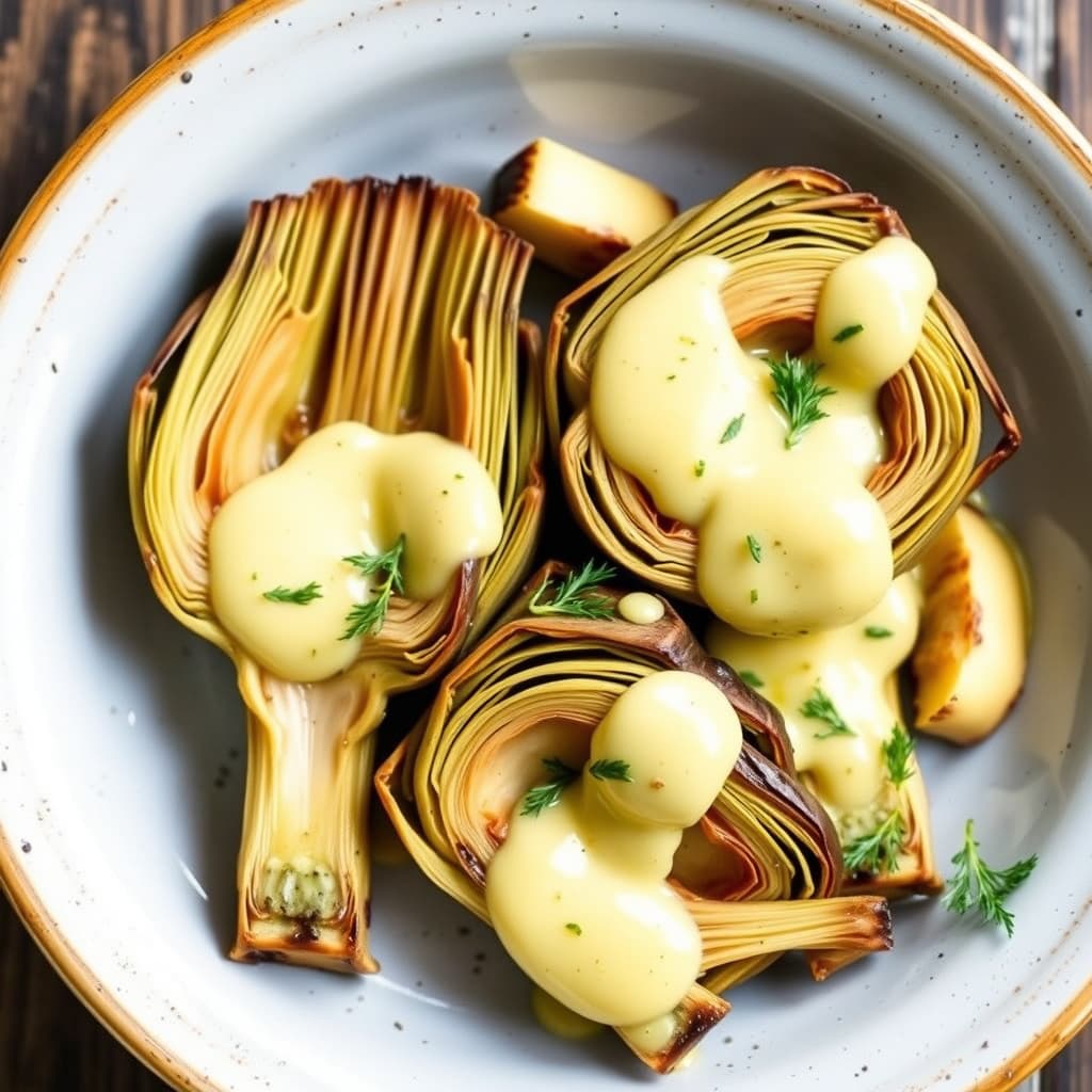 Artisjokker med brunet smør-hollandaise