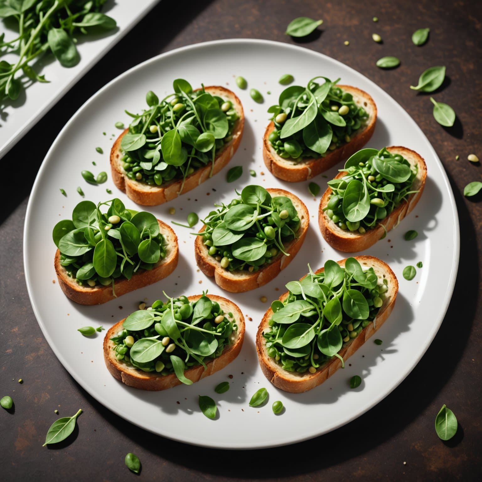 Arugula og fava-bønne crostini