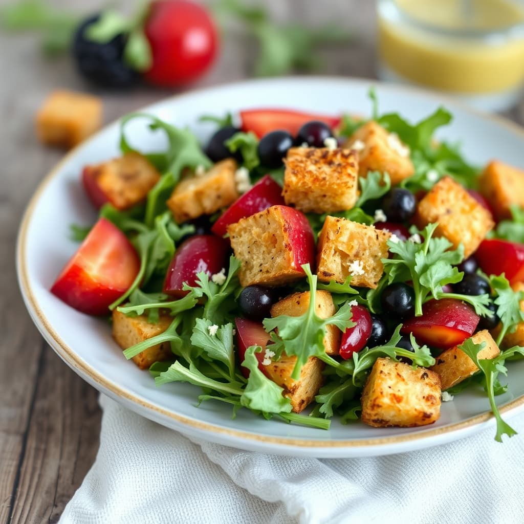 Arugulasalat og ovnsbakte frukter med panettonekroketter