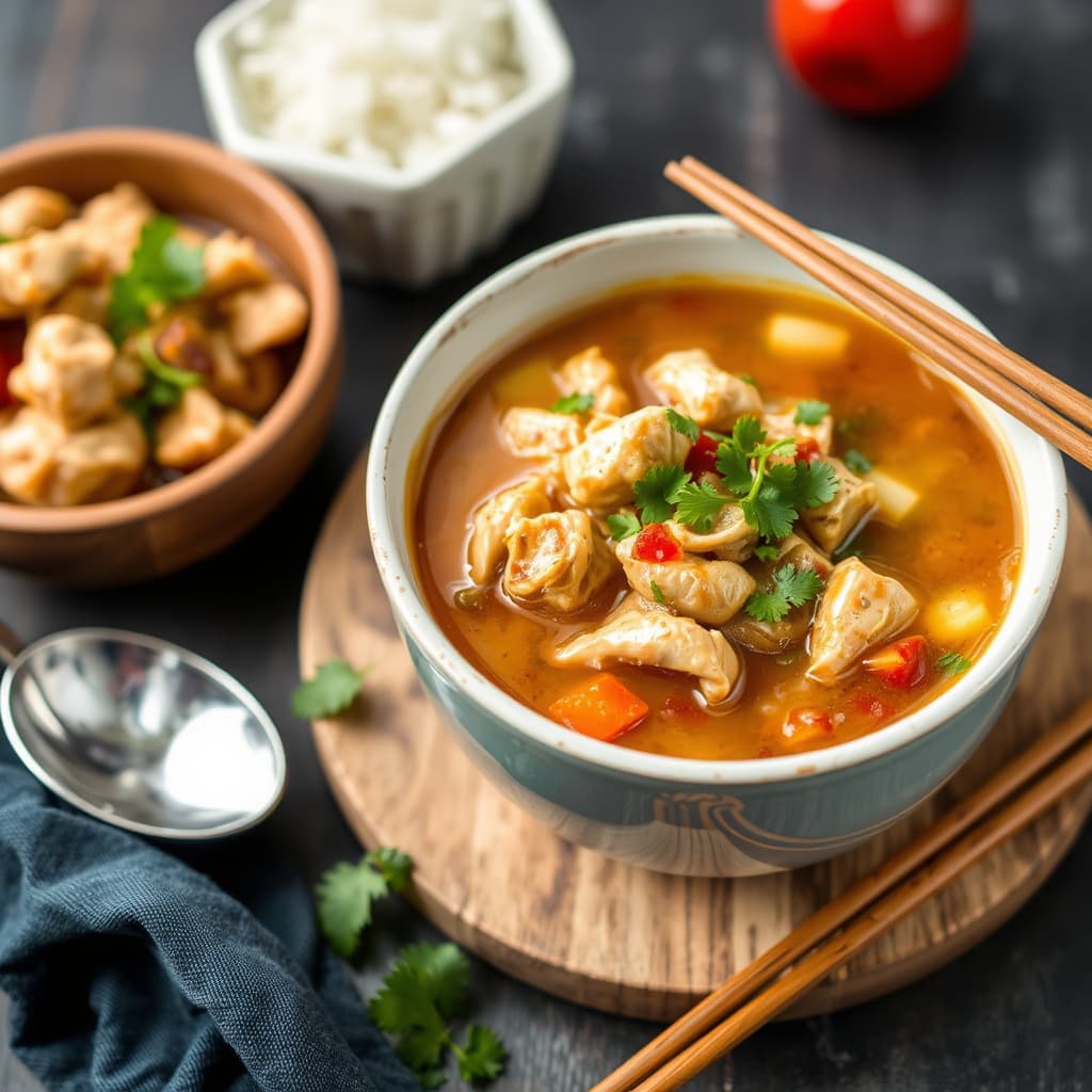 Asiatisk ingefærkyllingsuppe/gryte